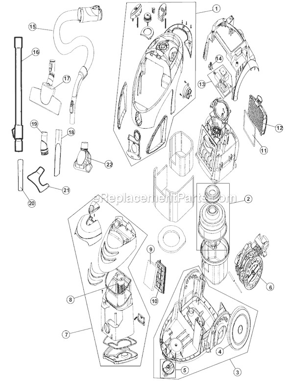 Page A Diagram and Parts List for SD40010  Dirt Devil Canister Vacuum